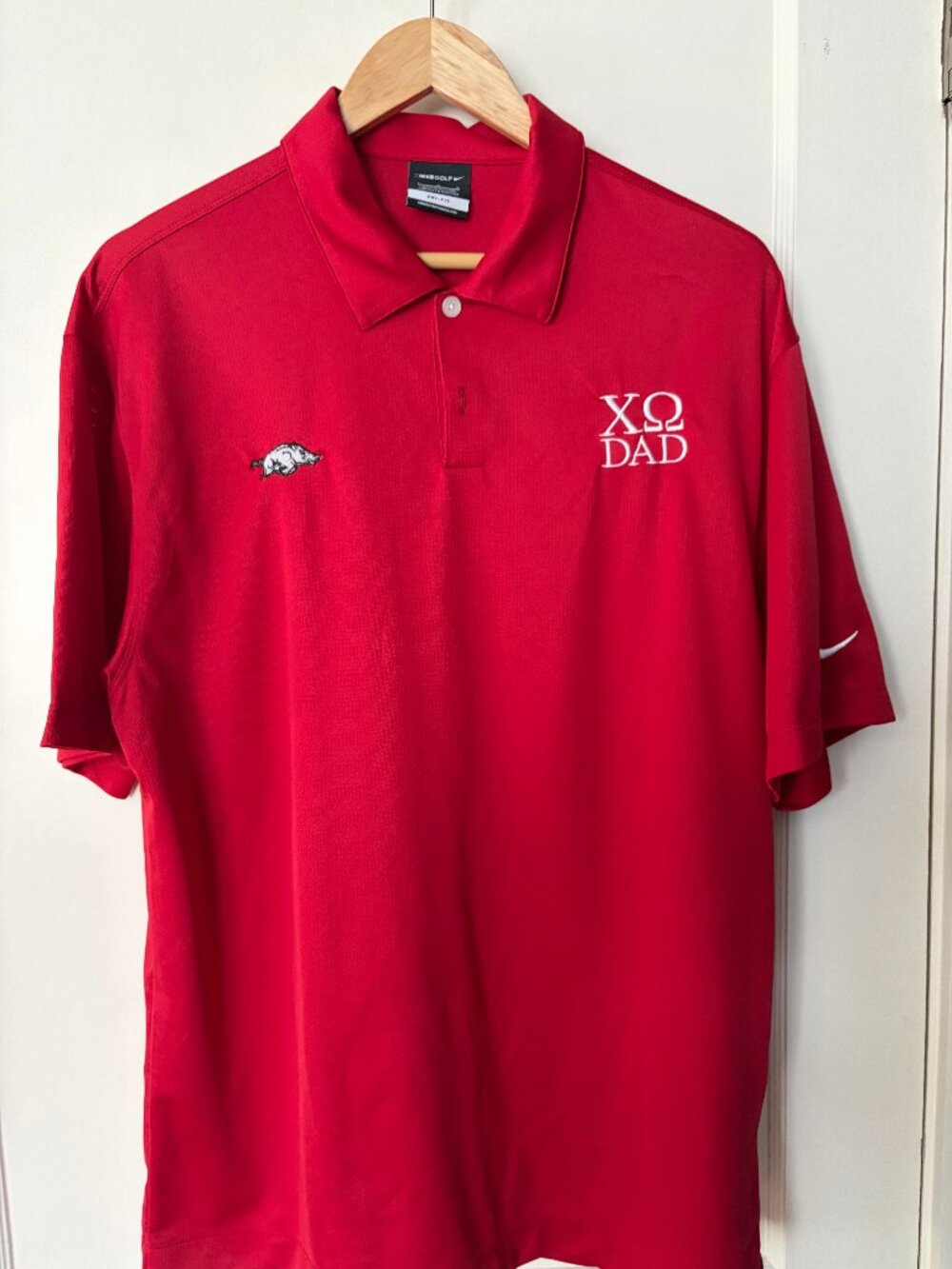 University of Arkansas Chi Omega Dad Nike Golf Dri Fit Shirt Size L